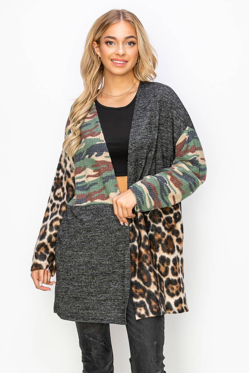 Women's Plus Size Camo & Animal Print Cardigan