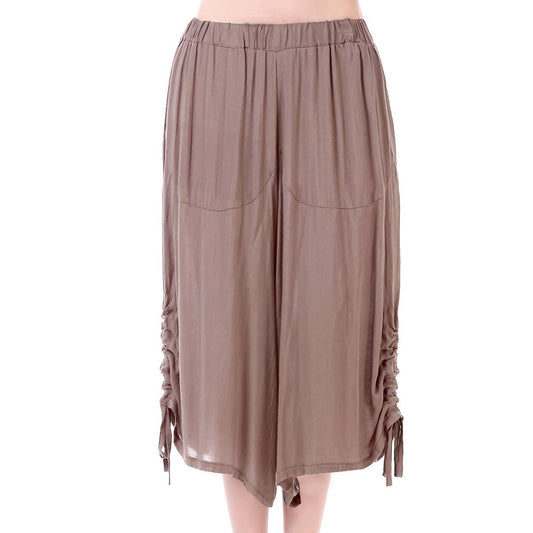 Khaki Ruched Harem Pants