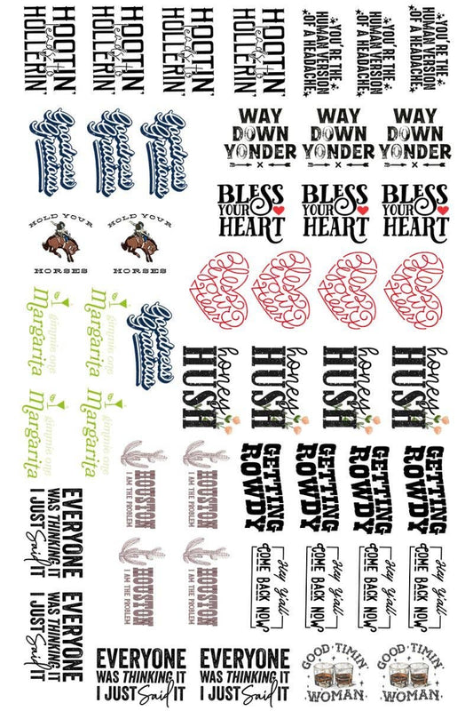 22 x 36 Funny Sayings Pre-Made Hat Gang Sheet