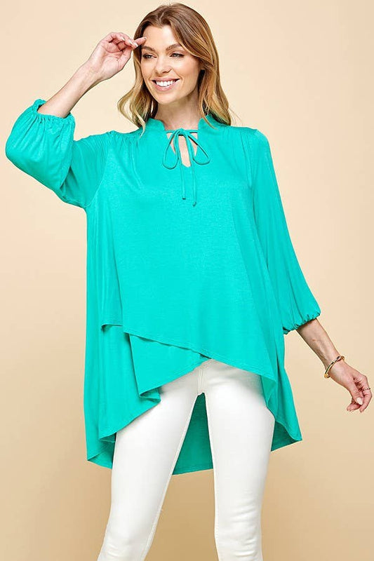 Women's Solid Color Band Wrap Top w/Tie Laces