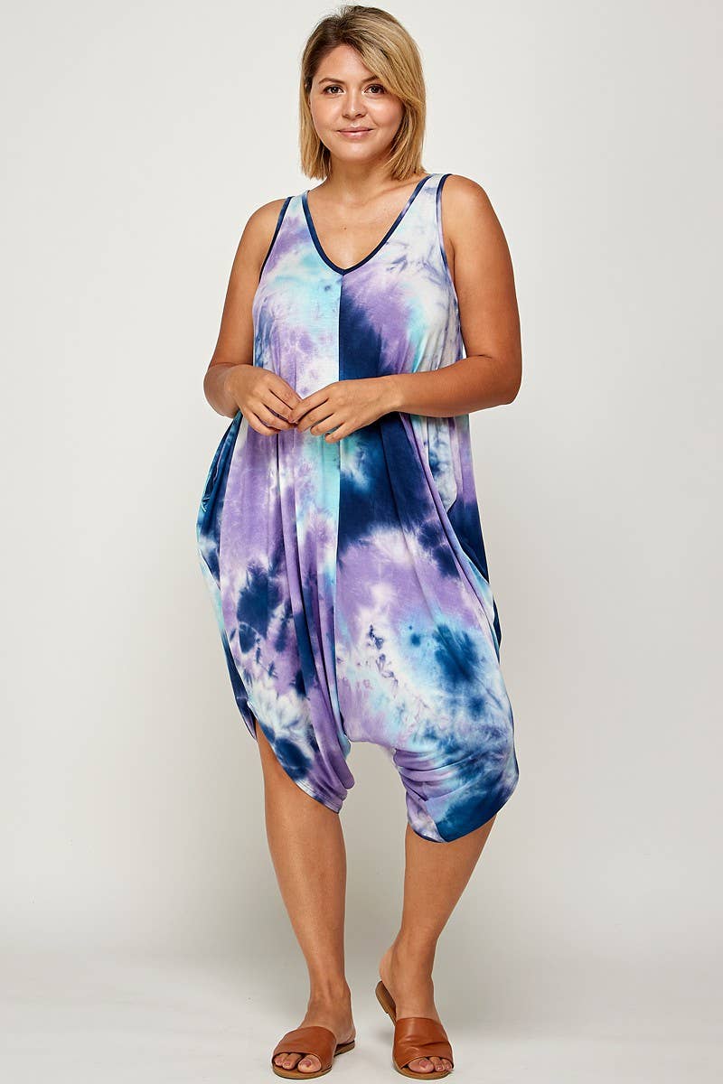 Tie Dye Harem Plus Size Jumpsuit
