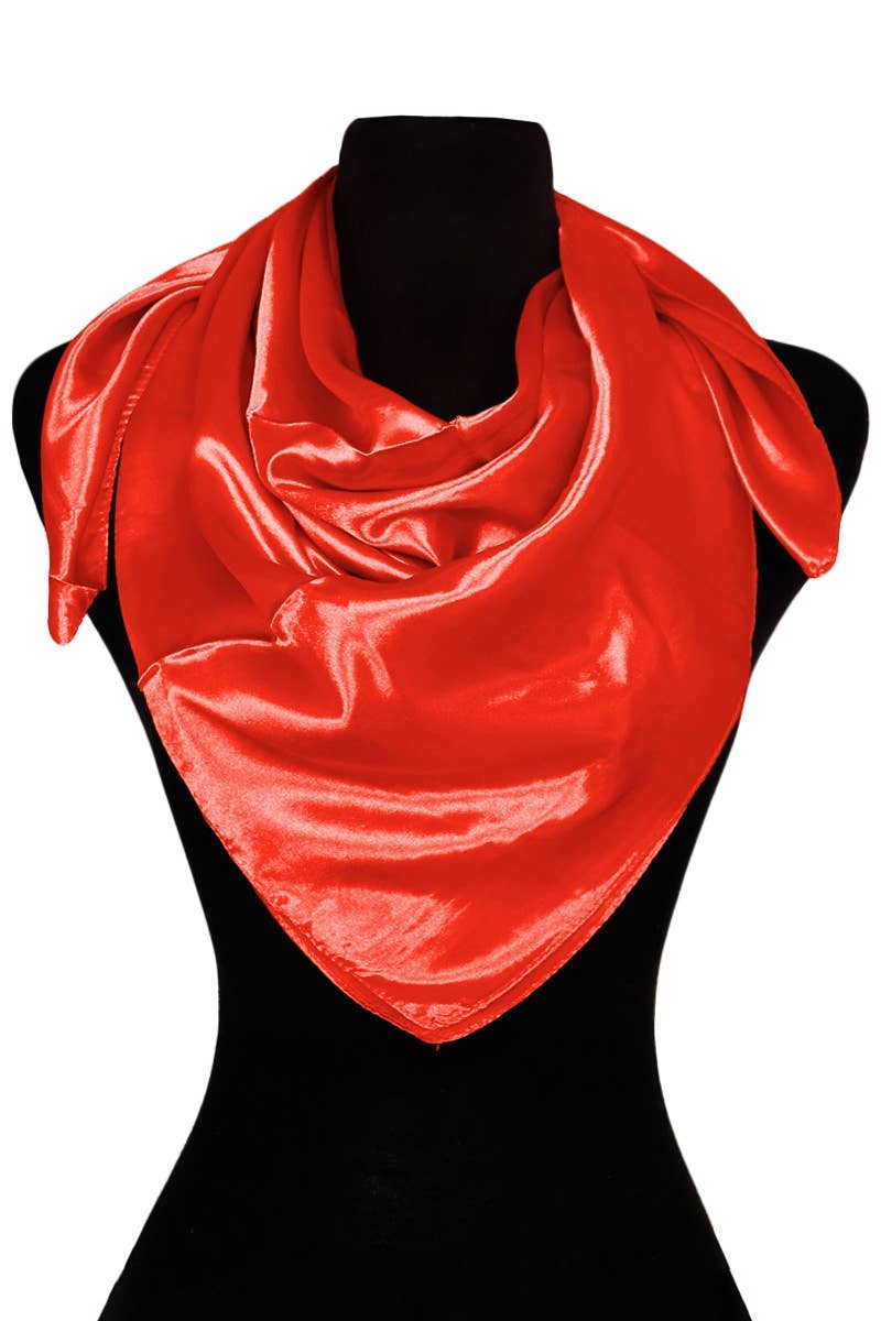 Glossy Faux Silk Poly Satin Square Hanky Scarf