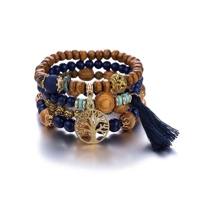 Bohemia Multi-Layer Wood Beads Handmade Tassels Bracelet - Missing Piece Boutique