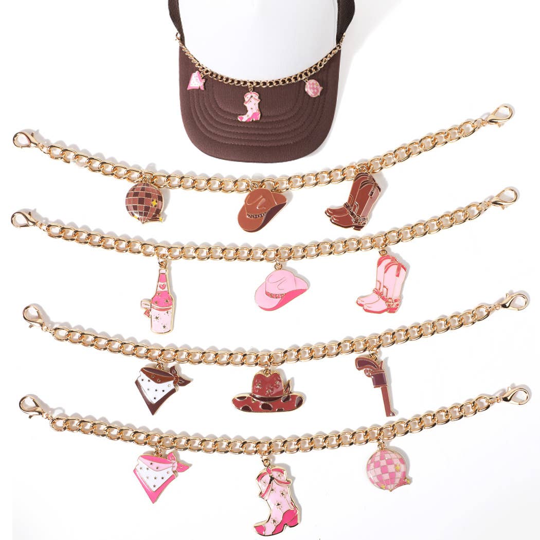 Western Cowboy Boots Hats Charm Trucker Hat Chain