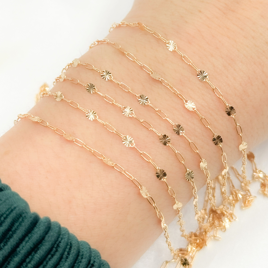 14k Gold Filled Paperclip and Diamond Cut Marina Link Chain