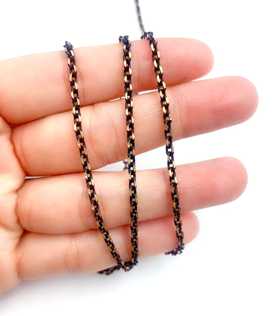 Black Enamel Cable Chain by Foot - Craft Supplies