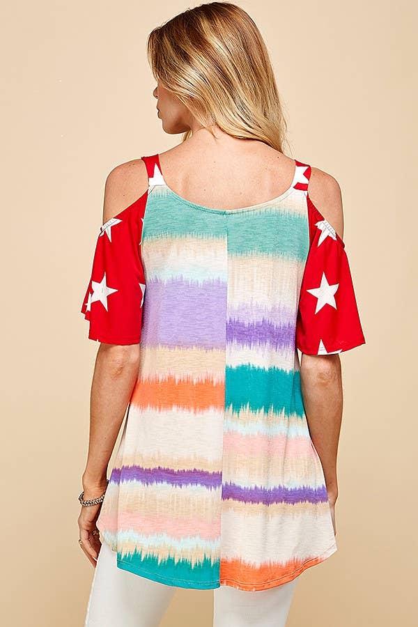Women Color Block Top W Star