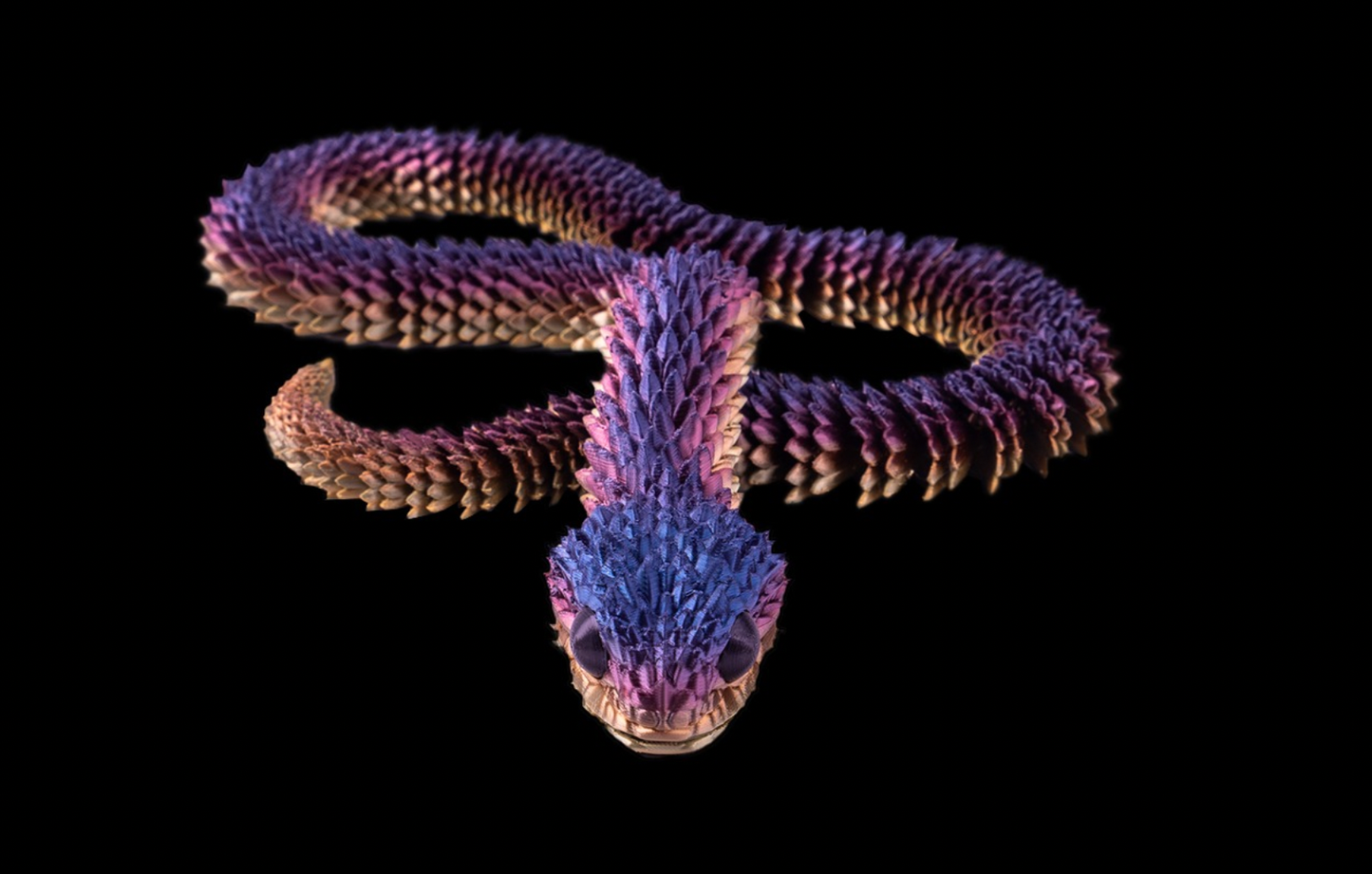 Articulated Bush Viper Snake, Reptile, 3D Printed, Fidget