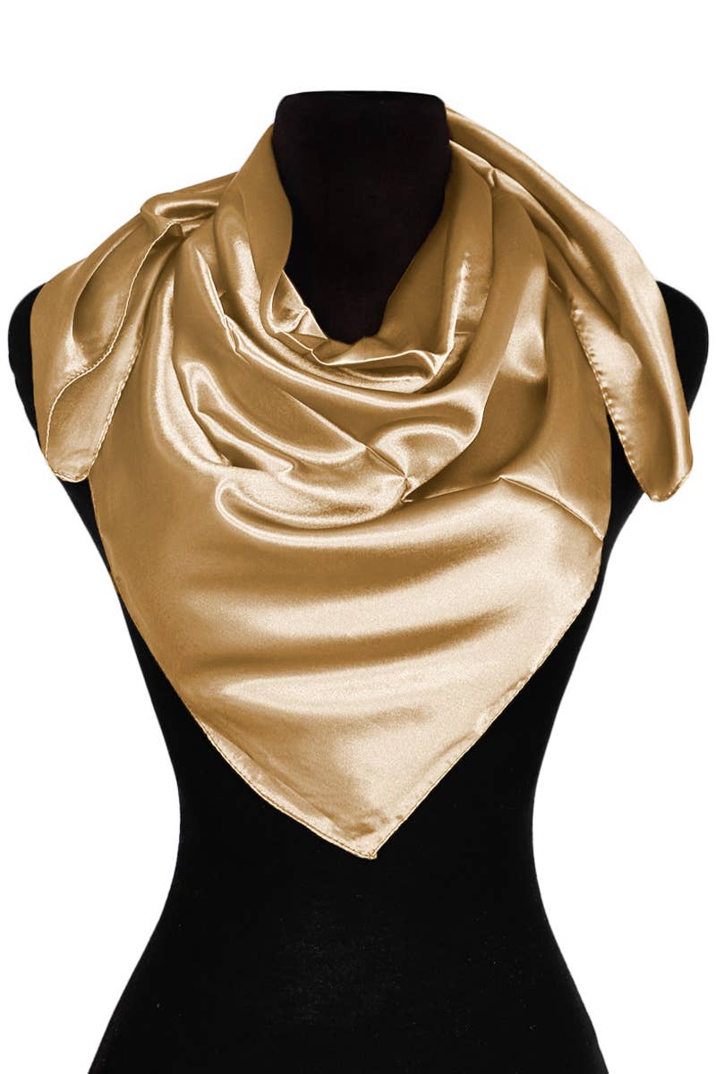 Glossy Faux Silk Poly Satin Square Hanky Scarf