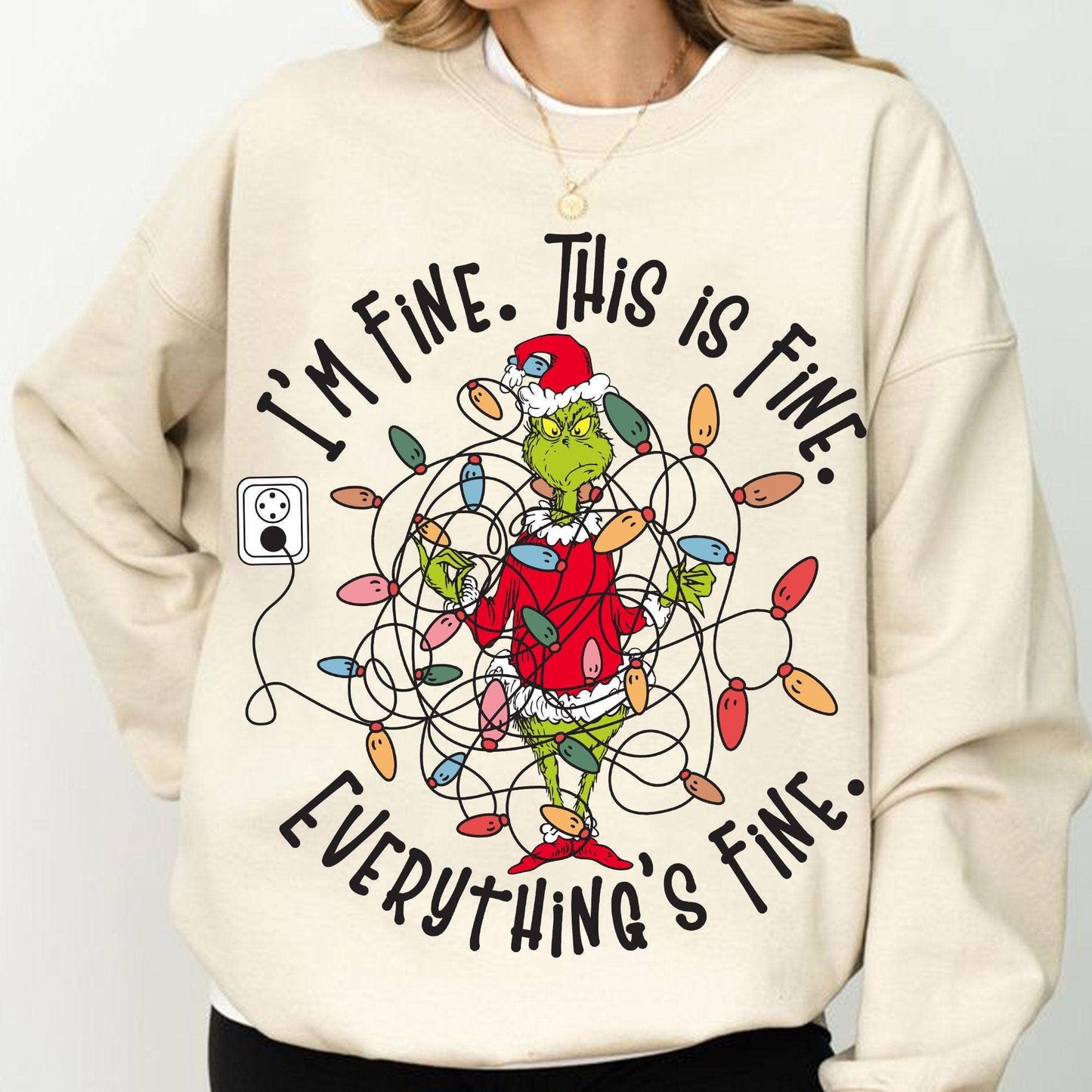 Christmas Green Guy Tee, I'm Fine Everything Is Fine Sweater