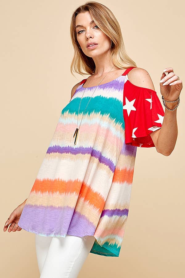 Women Color Block Top W Star