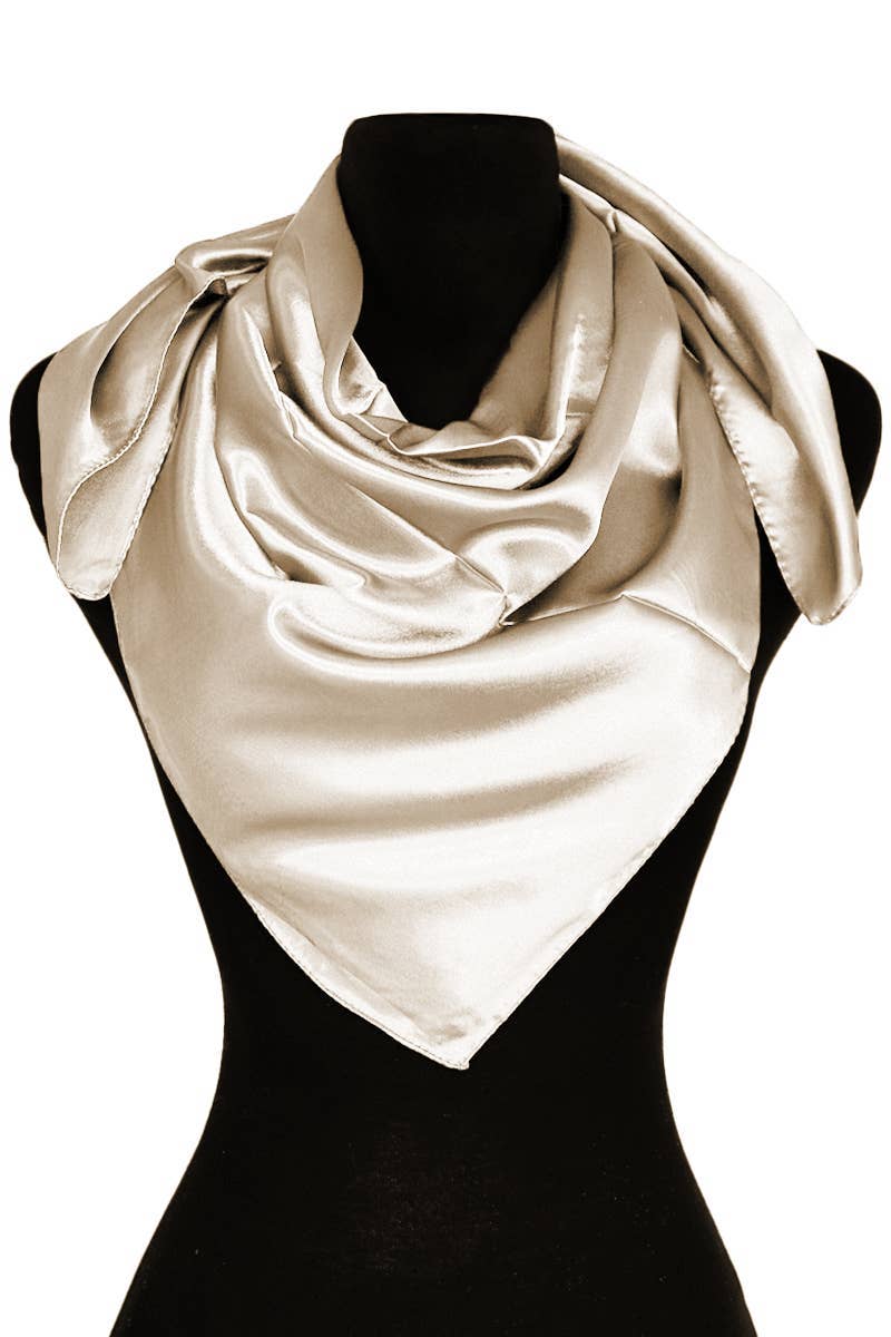 Glossy Faux Silk Poly Satin Square Hanky Scarf
