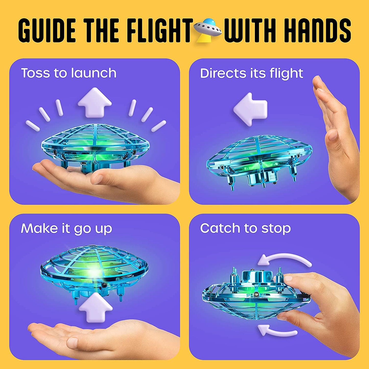 UFO Mini Hand Drone for Kids - Hand Controlled Flying Toy