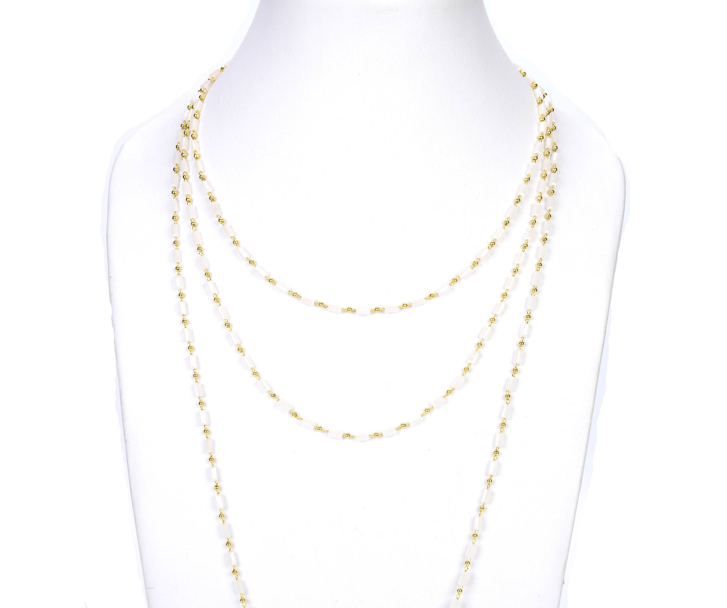 Rectangle White Faceted Beads Gift Chain By Foot, CH023