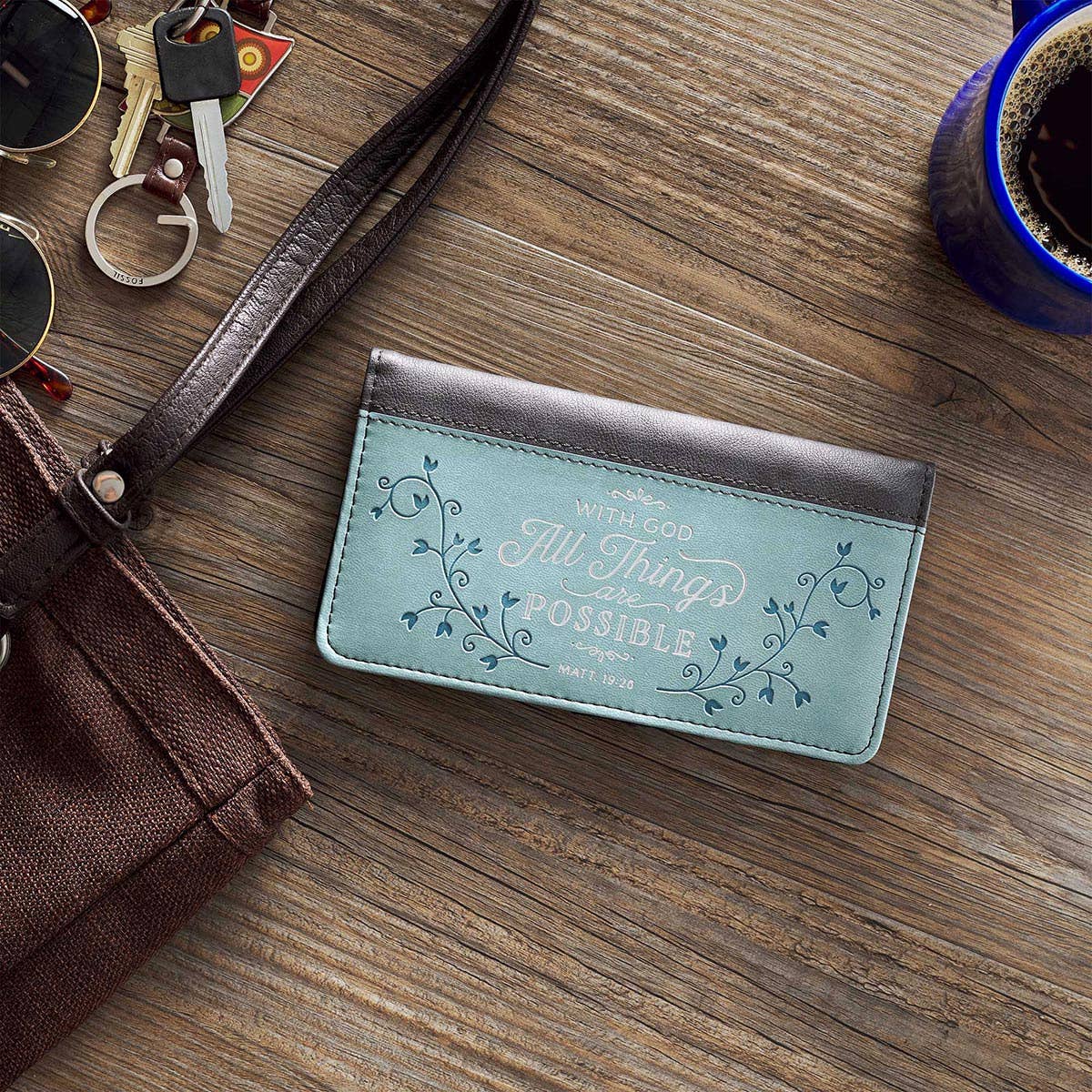 All Things Possible Two-tone Faux Leather Wallet