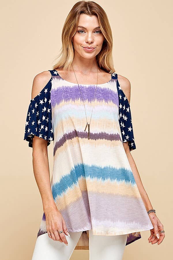 Women Color Block Top W Star