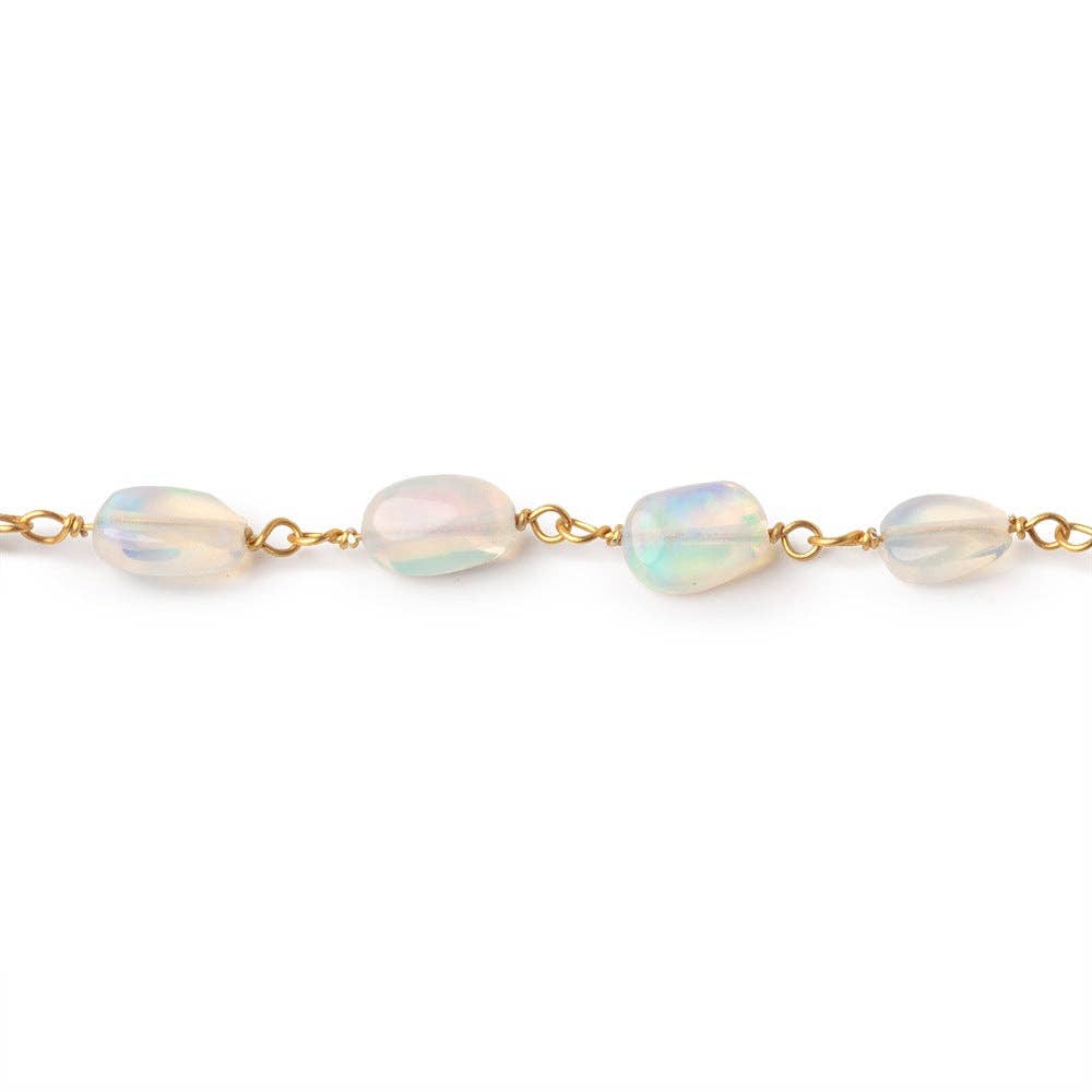 6-8mm Ethiopian Opal Plain Nuggets on Vermeil Chain