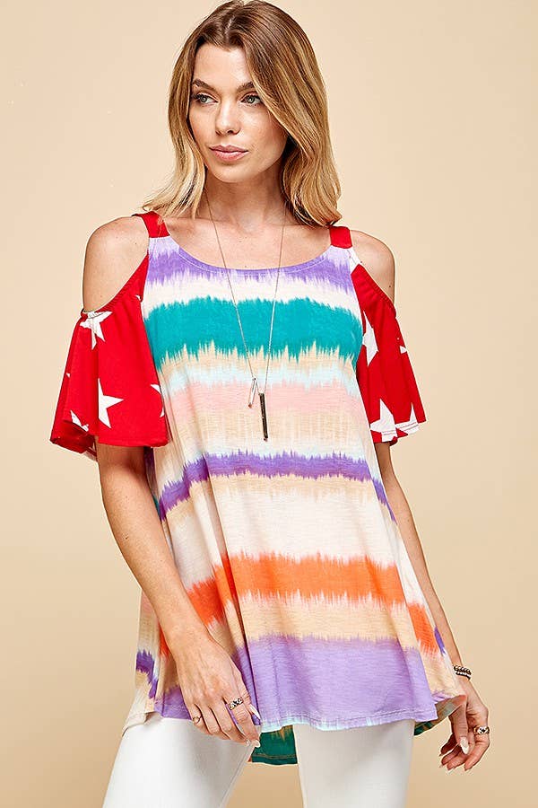 Women Color Block Top W Star