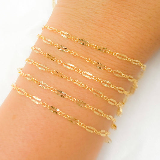 163SBSFGF. 14K Gold Filled Diamond Cut Marina Link Chain