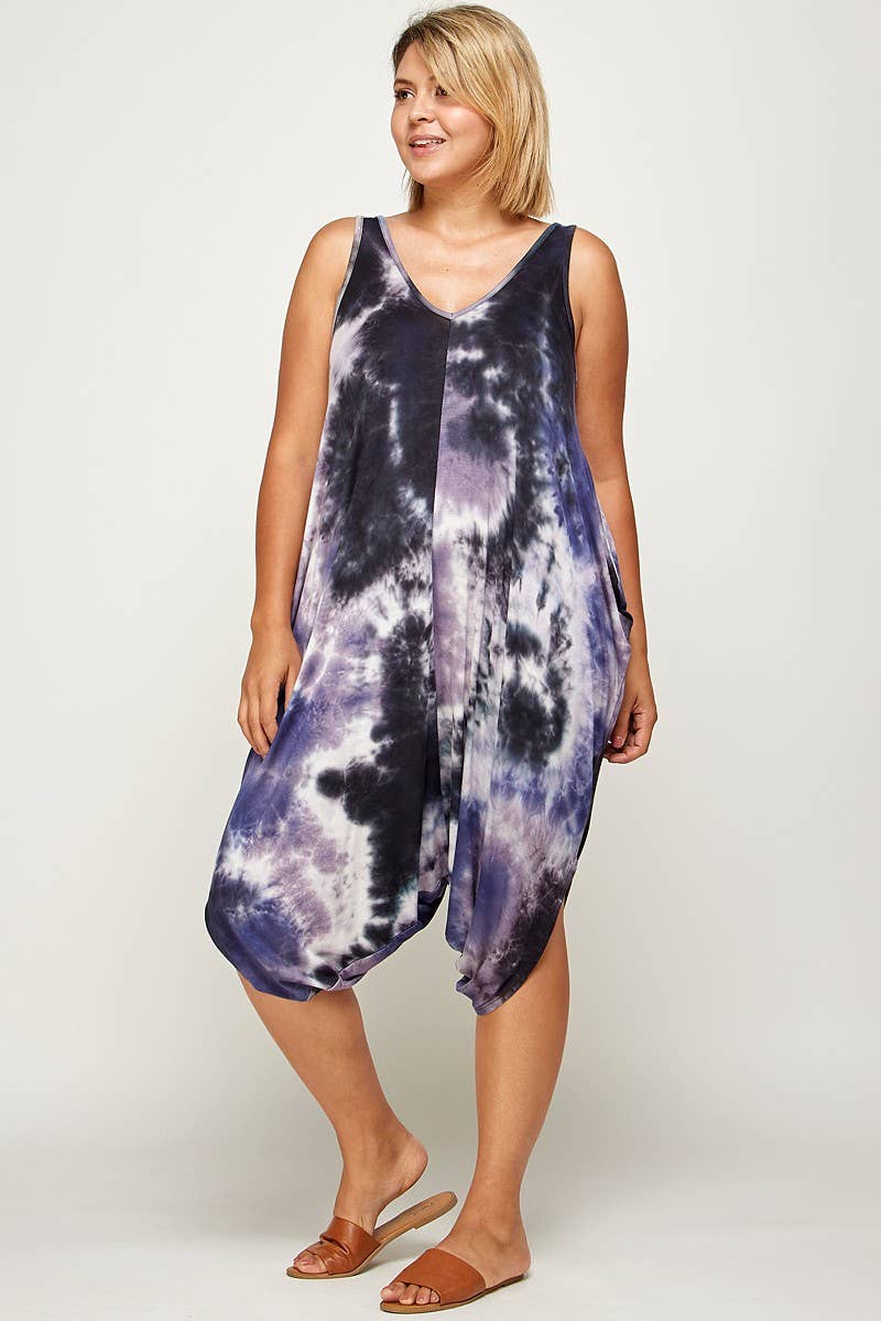 Tie Dye Harem Plus Size Jumpsuit