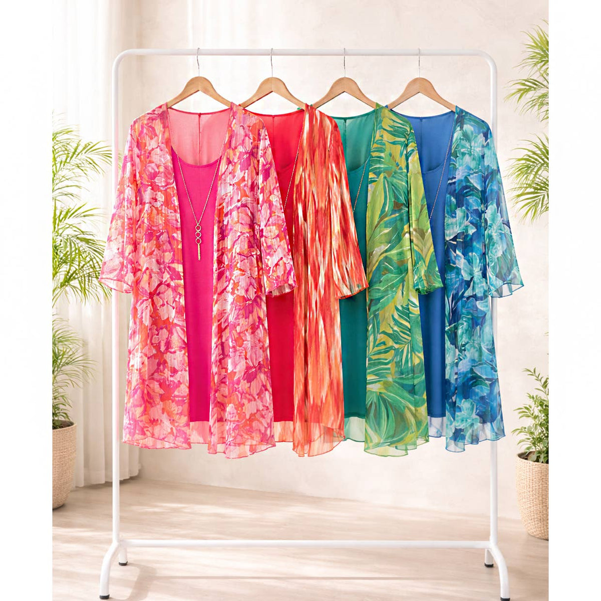 PLUS SIZE 2PC BELL SLEEVE CARDIGAN & DRESS SET