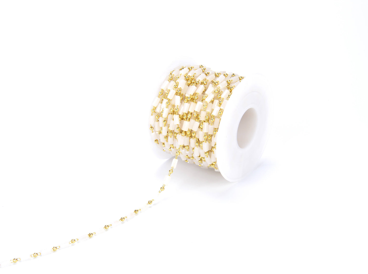 Rectangle White Faceted Beads Gift Chain By Foot, CH023