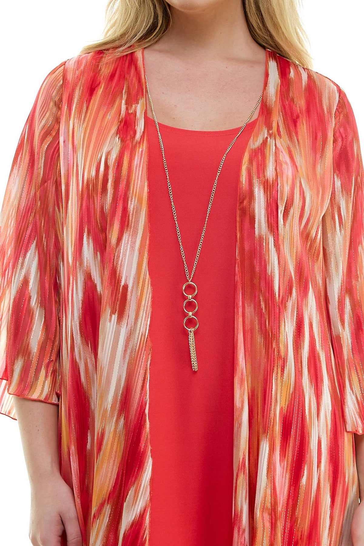PLUS SIZE 2PC BELL SLEEVE CARDIGAN & DRESS SET