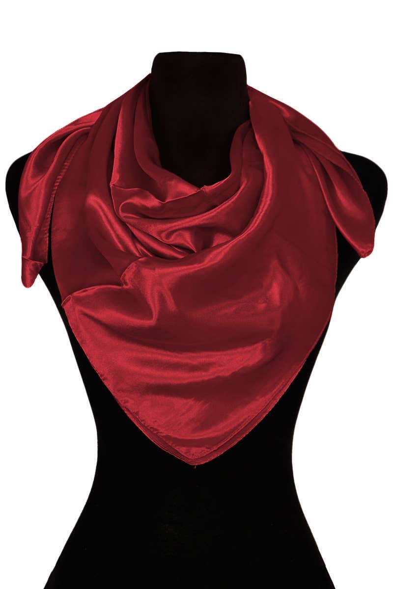 Glossy Faux Silk Poly Satin Square Hanky Scarf