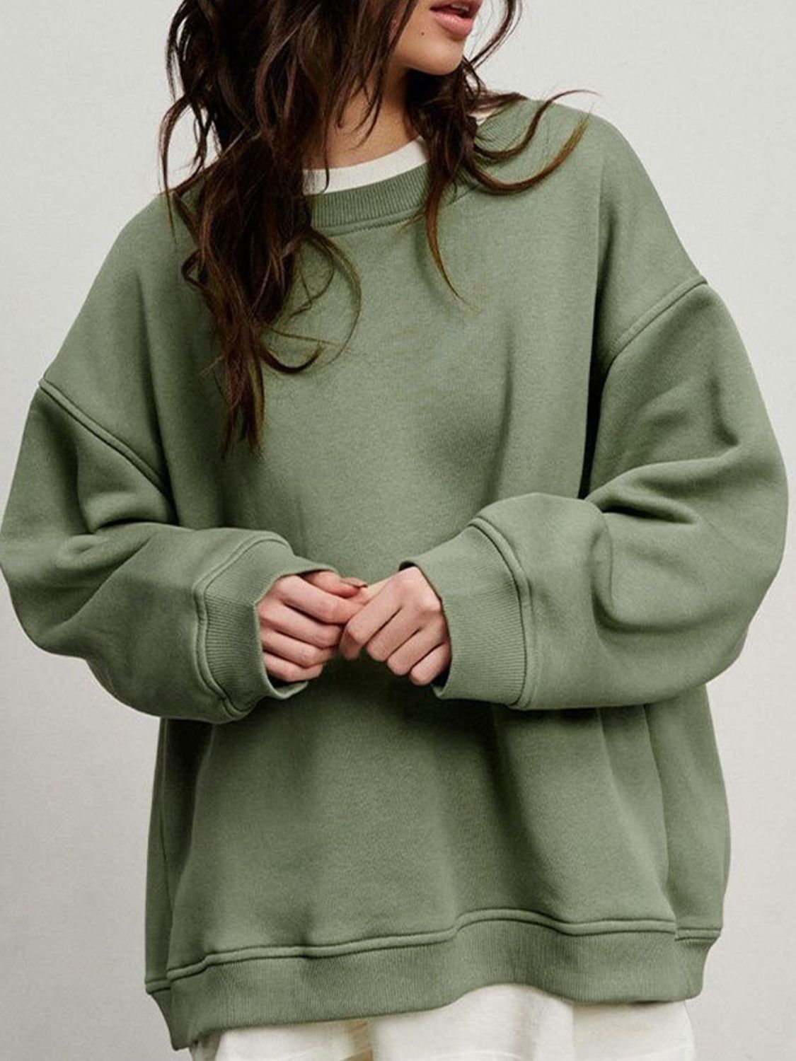 Oversize Round Neck Dropped Shoulder Sweatshirt