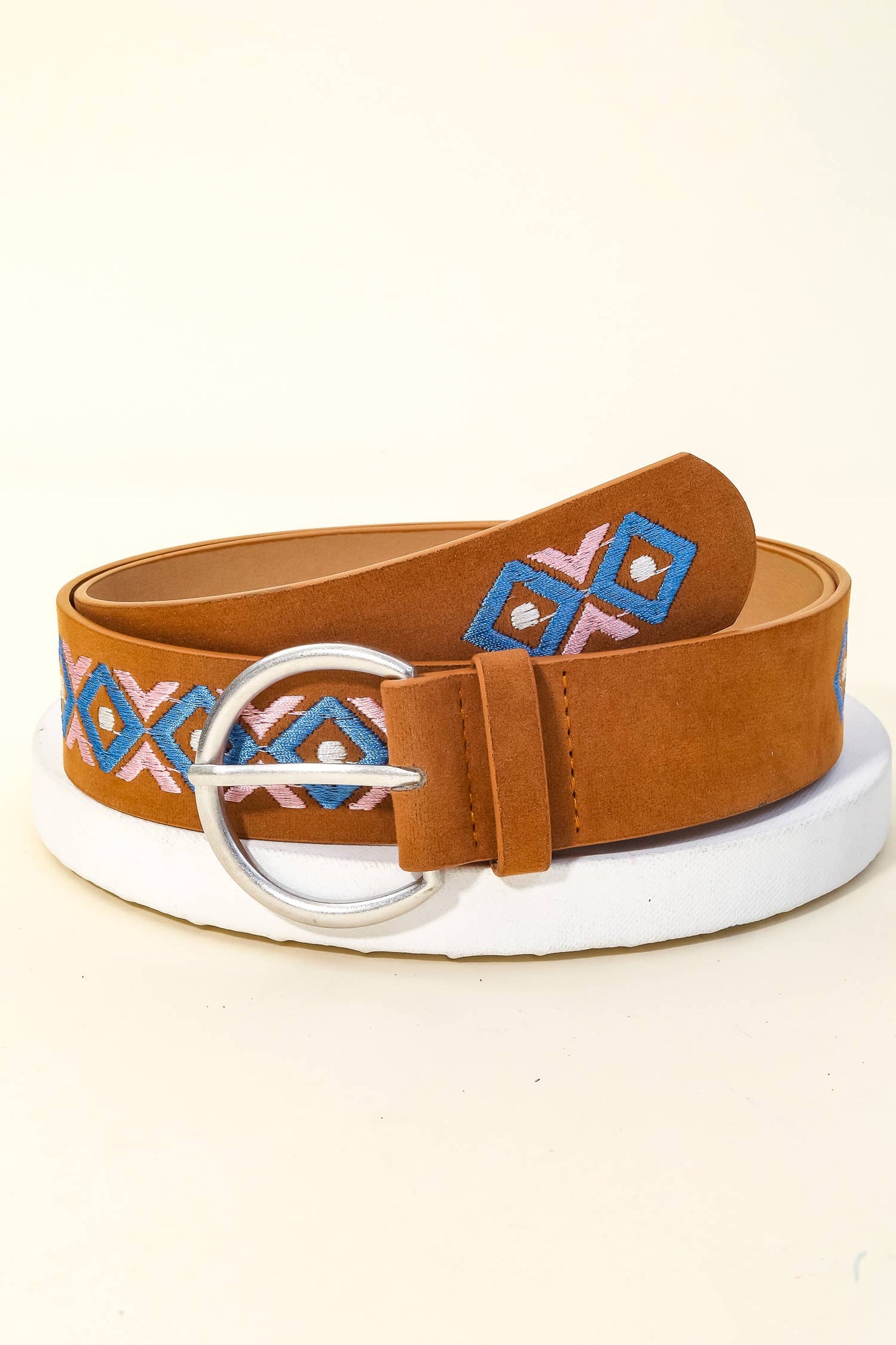 Boho Embroidered Round Buckle Belt