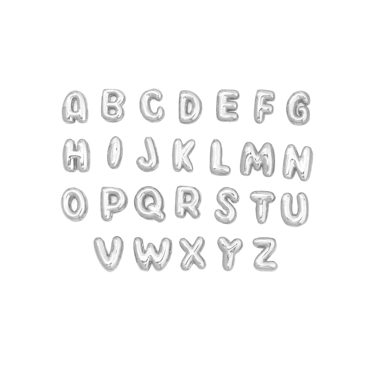 Gold Silver Cute Bubble Initial Charm, Alphabet Name Letter Charm
