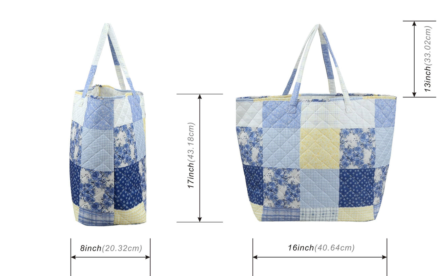 "Garden Walk in Bluebell" Designer Quilted Tote Bag