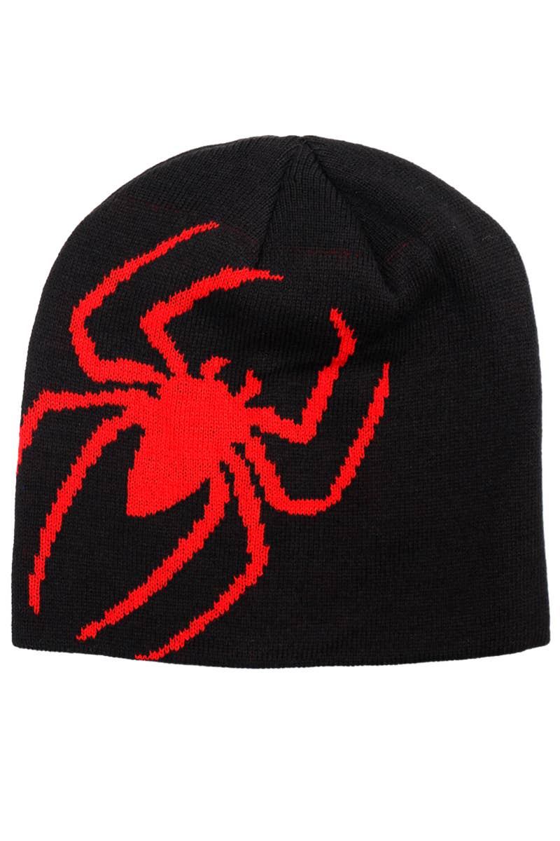 Spider Print Ribbed Acrylic Classic Short Beanie