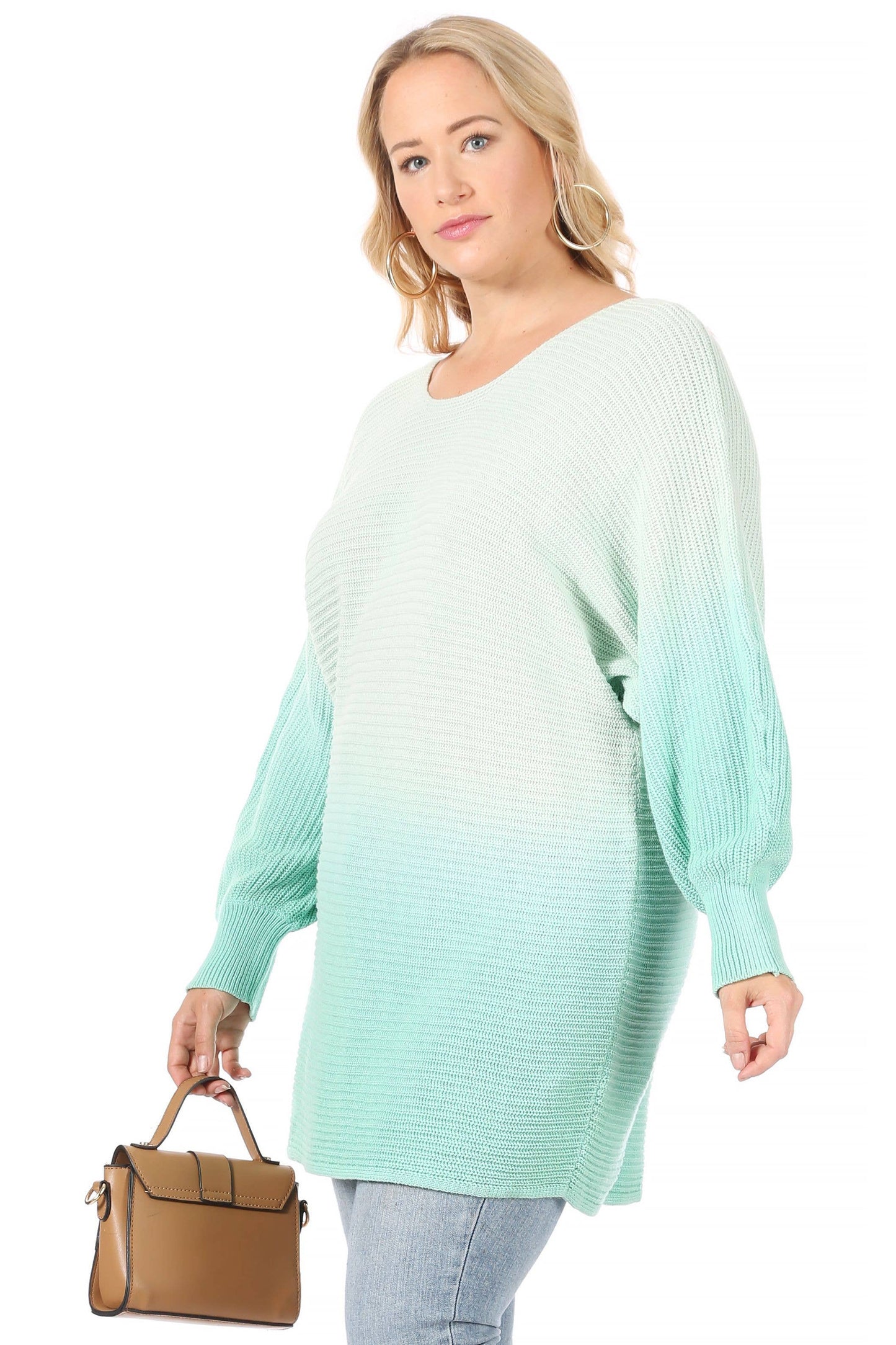 Ombre Sea Green Knit Sweater