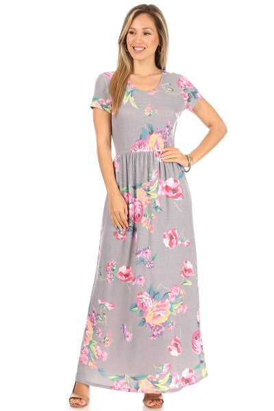 Floral print maxi dress (Grey/Pink)