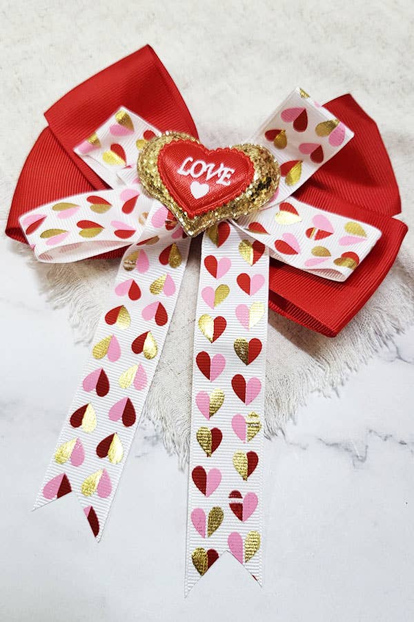 Valentine's Day Heart Theme Hair Clip Bow