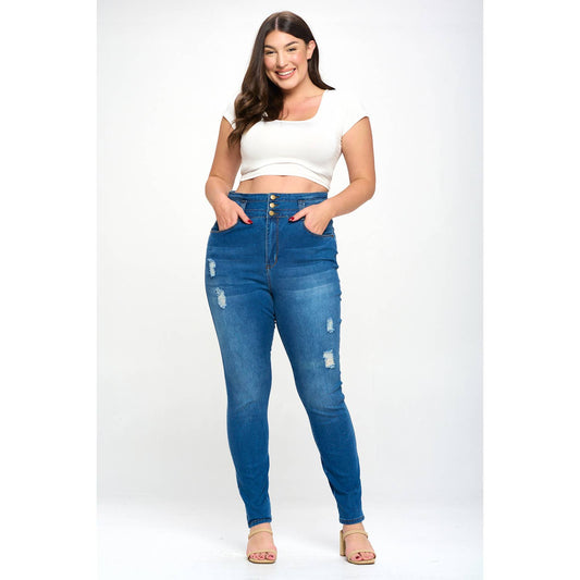 Waist Slimming High Waisted Skinny Plus Size Jeans