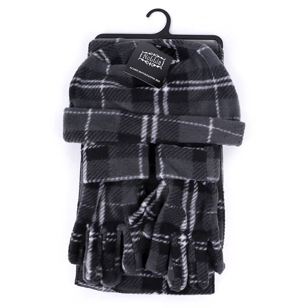 Women's Fleece Charcoal Plaid Winter Set