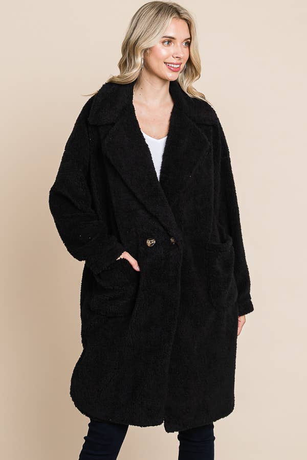 Double Breast Solid Long Coat