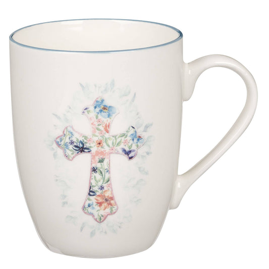 Mug Blue Floral Cross
