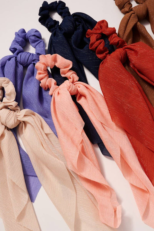 Scarf Ponytail Scrunchies with Scarf Tie - Solid Colors