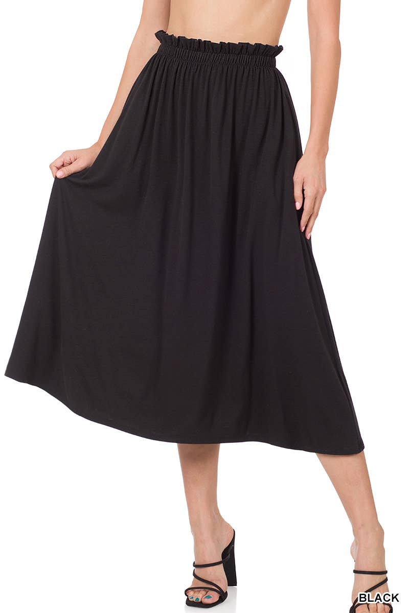 Paperbag Waist Midi Skirt With Pockets