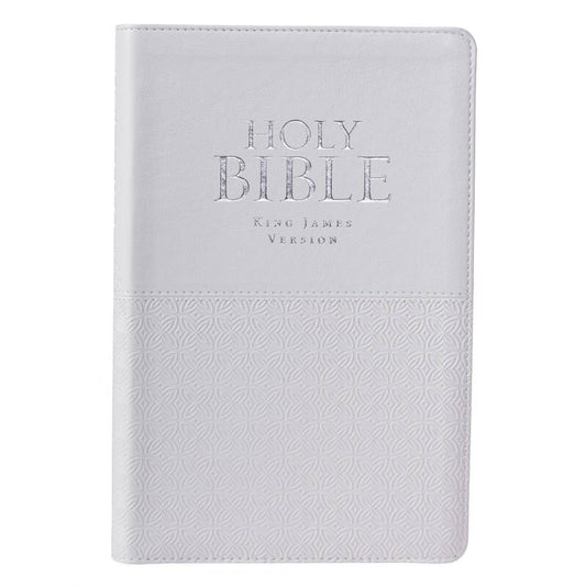 White Faux Leather King James Version Deluxe Gift Bible with Thumb-index