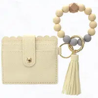 Silicone Bead Bracelet with Card Holder Keychain